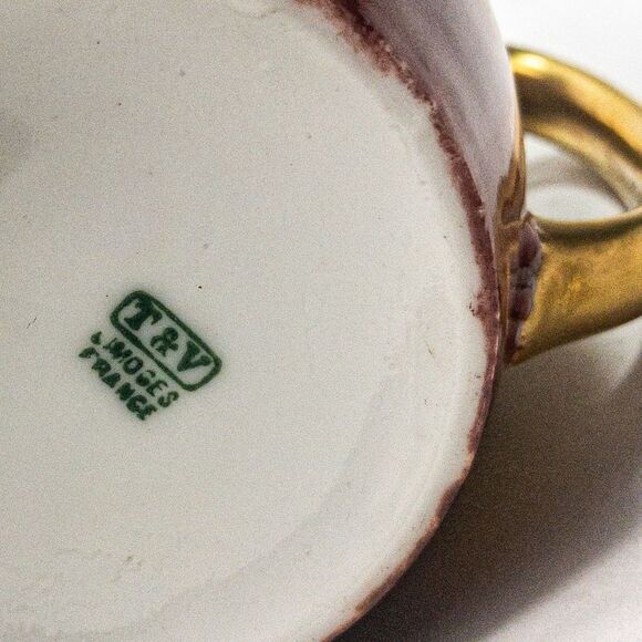 Antique T&V Limoges Porcelain Artist Signed Coffee Mug France - Picture 7 of 10